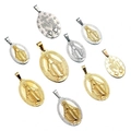 Religious Guadalupe pendant set in 18K gold and silver stainless steel finishes - Two-tone Gold (Pendant Only) 2.3*3.5