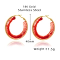 Detail van 40mm 18K vergulde roestvrijstalen oorringen met rode harsinleg - 40mm / Rood