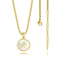 Collier Sagittaire plaqué or 18K avec incrustation en nacre et chaîne à mailles carrées - Plaqué Or 18K / Rond-Sagittaire