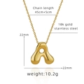 Especificaciones del colgante de letra A inflado bañado en oro 18K con dimensiones - Letra de Burbuja A (Con Cadena Cruzada)