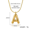 Detailed view of balloon-style A-letter pendant on a gold snake chain with size specs - A With Snake Chain