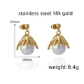 Detailed dimensions of 18k gold plated stainless steel pearl drop earrings 25x19mm - Fluid Chandelier Pearl