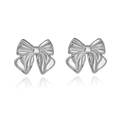 Orecchini a fiocco in argento minimalisti con trama elegante e finitura lucida - Fiocco Grande Colore Acciaio