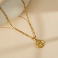 Golden Libra zodiac coin pendant necklace with a classic Figaro chain for men - Libra