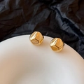 Minimalist gold irregular geometric stud earrings with polished mirror finish for women - Gold
