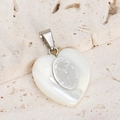 Religious heart pendant with white mother of pearl shell and Milagroso de Buga design - Milagroso De Buga Cross Style Pendant Only (Without Chain) / Silver