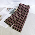 Checkered knit scarf for kids featuring purple, black, and olive green retro patterns - Grid Purple