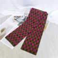 Pink and brown checkered knit scarf for kids in soft warm material for winter - Plaid Rose Red