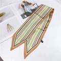 Elegant multi-color striped skinny silk scarf for hair or bags in green and pink - Stripe Green Pink