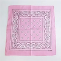 Bandana quadrata in cotone rosa con motivo Paisley e bordo nero e bianco - Rosa