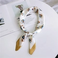 Silk scarf for women featuring cartoon owl prints and yellow border on magazine background - 70cm / 8 Owl Beige Yellow