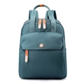 Mochila de nailon impermeable azul marino con detalles naranjas y bolsillo frontal - Azul lago