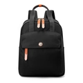 Mochila de nailon negra con detalles naranjas y correas de hombro de marca tejida - Negro