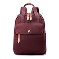 Mochila de nailon burdeos impermeable con asa superior y correas tejidas anchas - Carmín