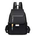 Waterproof black nylon fashion backpack with URBAN REVIVO tag and adjustable straps - Smooth Flap Style (3149-12)