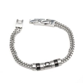 Men's hip-hop double layer stainless steel chain bracelet with star and pearl beads - Pentagram Beaded Style (Q-01E)