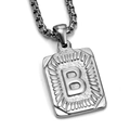 Collana con ciondolo rettangolare in acciaio inossidabile e lettera B con texture martellata - Colore Acciaio B