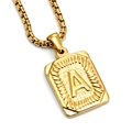 Collana in acciaio inossidabile placcato oro 18K con catena box e pendente lettera A - Oro A (Con catena veneziana)