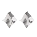 Macro detail of irregular silver earrings featuring liquid metal wave texture design - Irregular Rhombus / Silver