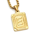 Gold-plated stainless steel necklace featuring a rectangle pendant with the letter E - Gold E (With Box Chain)