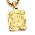 18K gold-plated stainless steel necklace with rectangular letter J pendant on box chain - Gold J (With Box Chain)