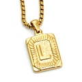 Gold 18K plated stainless steel necklace with rectangular letter L pendant and box chain - Gold L (With Box Chain)