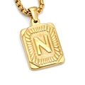 Golden stainless steel necklace featuring a rectangular letter N pendant with box chain - Gold N (With Box Chain)
