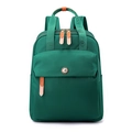 Deep green nylon backpack for women with brown leather details and adjustable straps - Forest Green
