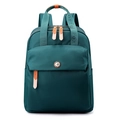 Dark teal nylon backpack with branded jacquard straps and multi-pocket design - Post Blue