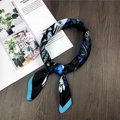 Artistic silk scarf with hand and leaf prints knotted on a dark wood background - 60x60cm / Give Me Five Black