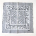 Bandana quadrata grigia in 100% cotone con motivi Paisley classici in stile etnico - Grigio chiaro