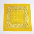 Bandana in cotone giallo brillante con motivo paisley bianco classico in puro cotone - Oro