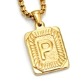 18K gold plated stainless steel box chain necklace featuring a square letter P pendant - Gold P (With Box Chain)