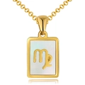 18K gold plated stainless steel necklace with white shell Virgo zodiac pendant - White Shell - Virgo