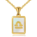 18K gold plated stainless steel Libra necklace with white shell pendant and chain - White Shell - Libra