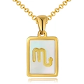 Scorpio zodiac necklace in 18K gold stainless steel with white shell inlay pendant - White Shell - Scorpio