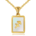 18K gold plated stainless steel Sagittarius necklace with white shell pendant - White Shell - Sagittarius