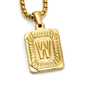 18K gold-plated stainless steel necklace featuring a rectangular letter W pendant on box chain - Gold W (With Box Chain)