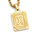Gold plated stainless steel letter X pendant necklace with hammered texture and box chain - Gold X (With Box Chain)