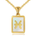 Gold-plated stainless steel Pisces pendant necklace with white mother of pearl inlay - White Shell - Pisces