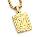 18K gold-plated stainless steel necklace with rectangular letter 'Z' pendant and box chain - Gold Z (With Box Chain)