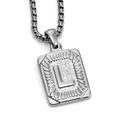 Vertical rectangular silver stainless steel pendant with letter L and box chain necklace - Steel L