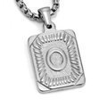 Polished silver stainless steel square pendant with letter O on a box chain - Steel O