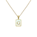 Collier doré minimaliste avec incrustation en nacre carrée et pendentif lettre G - Lettre G