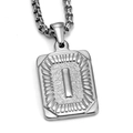 Silver stainless steel pendant featuring relief letter I with radiating texture on box chain - Steel I