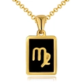 18K gold plated stainless steel necklace featuring a black Virgo zodiac pendant - Black Shell - Virgo