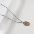 Two-tone Guadalupe pendant necklace with silver box chain and gold religious embossed detail - Two-tone Gold 1.5*2.5 (With Chain)