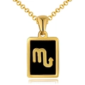 18K gold stainless steel Scorpio pendant necklace with black enamel finish and gold chain - Black Shell - Scorpio
