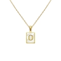 Collier doré minimaliste avec incrustation nacre et pendentif lettre O carrée - Lettre O