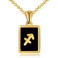 18K gold plated stainless steel Sagittarius necklace with black enamel pendant - Black Shell - Sagittarius